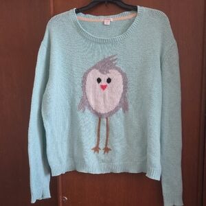 Xhilaration Aqua Sweater with Bird Motif Sz Xl